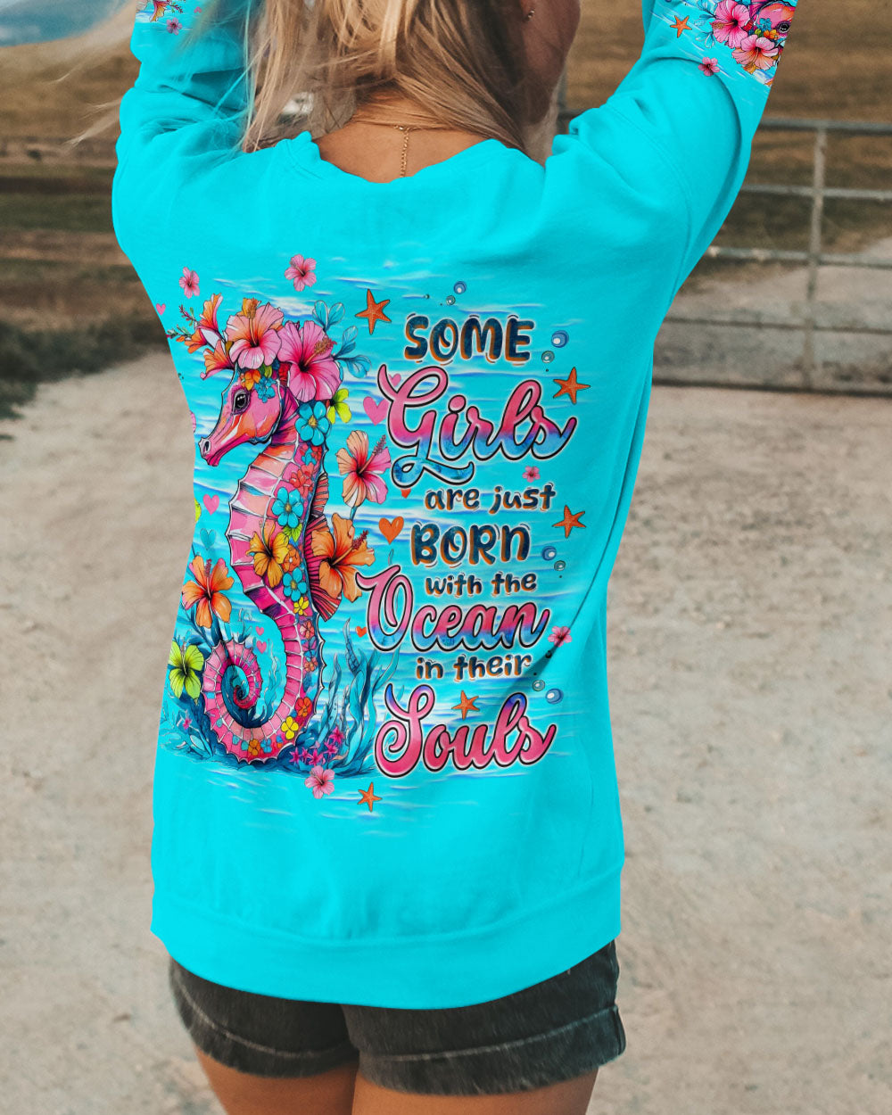 SOME GIRLS ARE JUST BORN SEAHORSE WATERCOLOR ALL OVER PRINT - TLNZ1109252