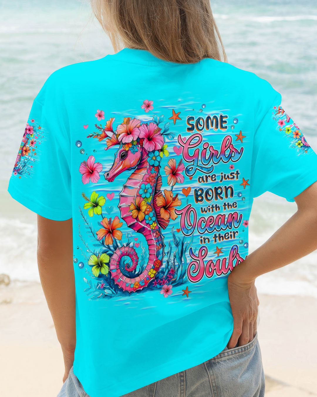 SOME GIRLS ARE JUST BORN SEAHORSE WATERCOLOR ALL OVER PRINT - TLNZ1109252