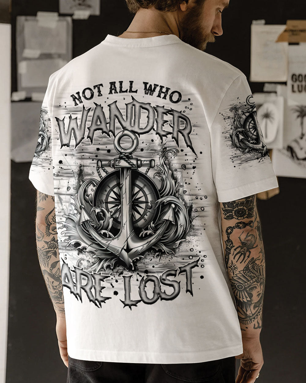 NOT ALL WHO WANDER ARE LOST ANCHOR COMPASS ALL OVER PRINT - TLNZ1402252