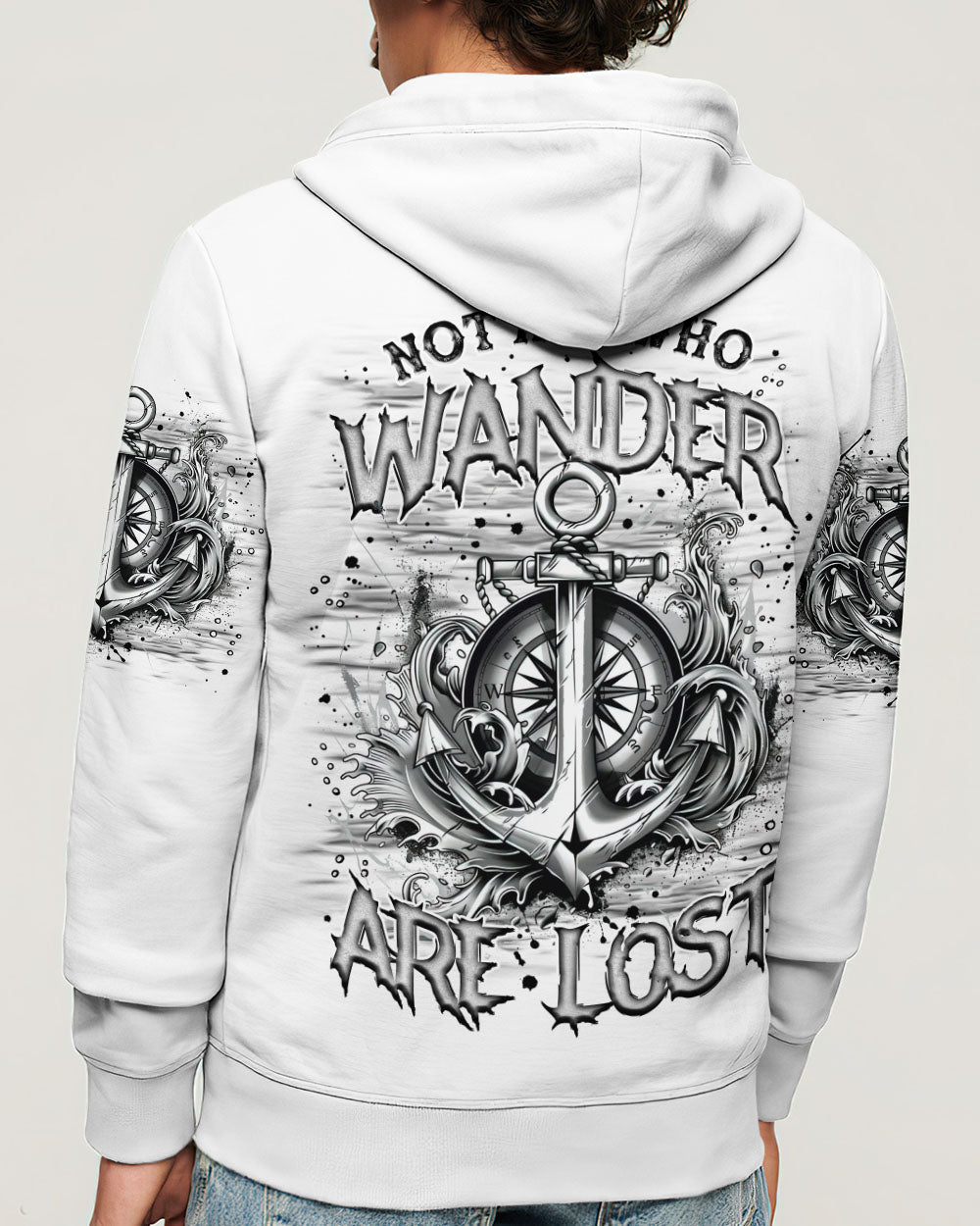 NOT ALL WHO WANDER ARE LOST ANCHOR COMPASS ALL OVER PRINT - TLNZ1402252