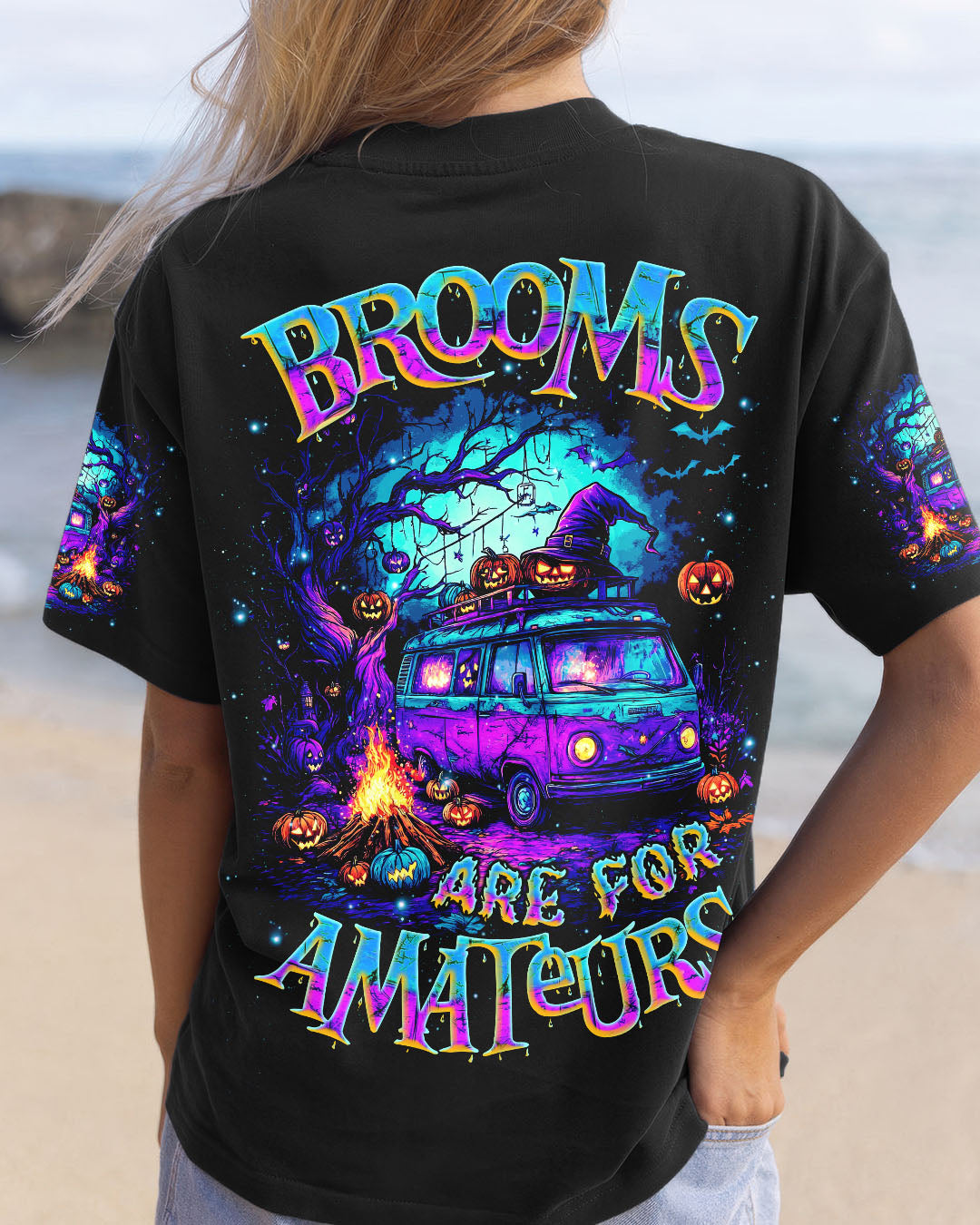 BROOMS ARE FOR AMATEURS HALLOWEEN ALL OVER PRINT - TLNZ2407251