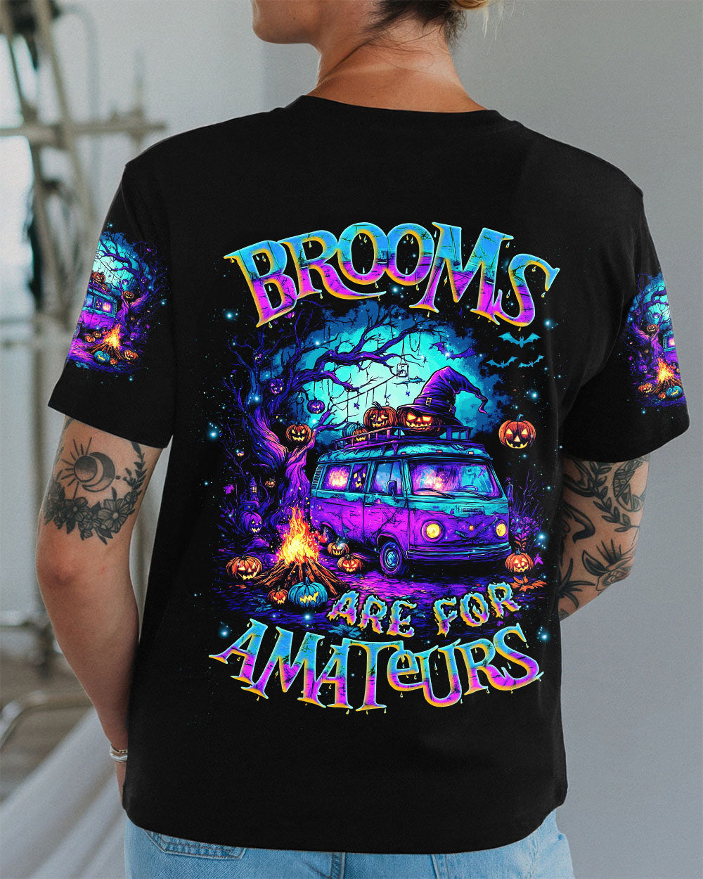 BROOMS ARE FOR AMATEURS HALLOWEEN ALL OVER PRINT - TLNZ2407251
