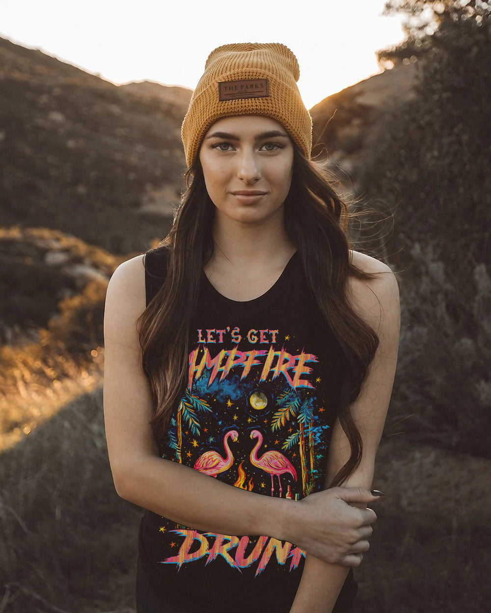 LET'S GET CAMPFIRE DRUNK FLAMINGO ALL OVER PRINT - TLNZ2808251