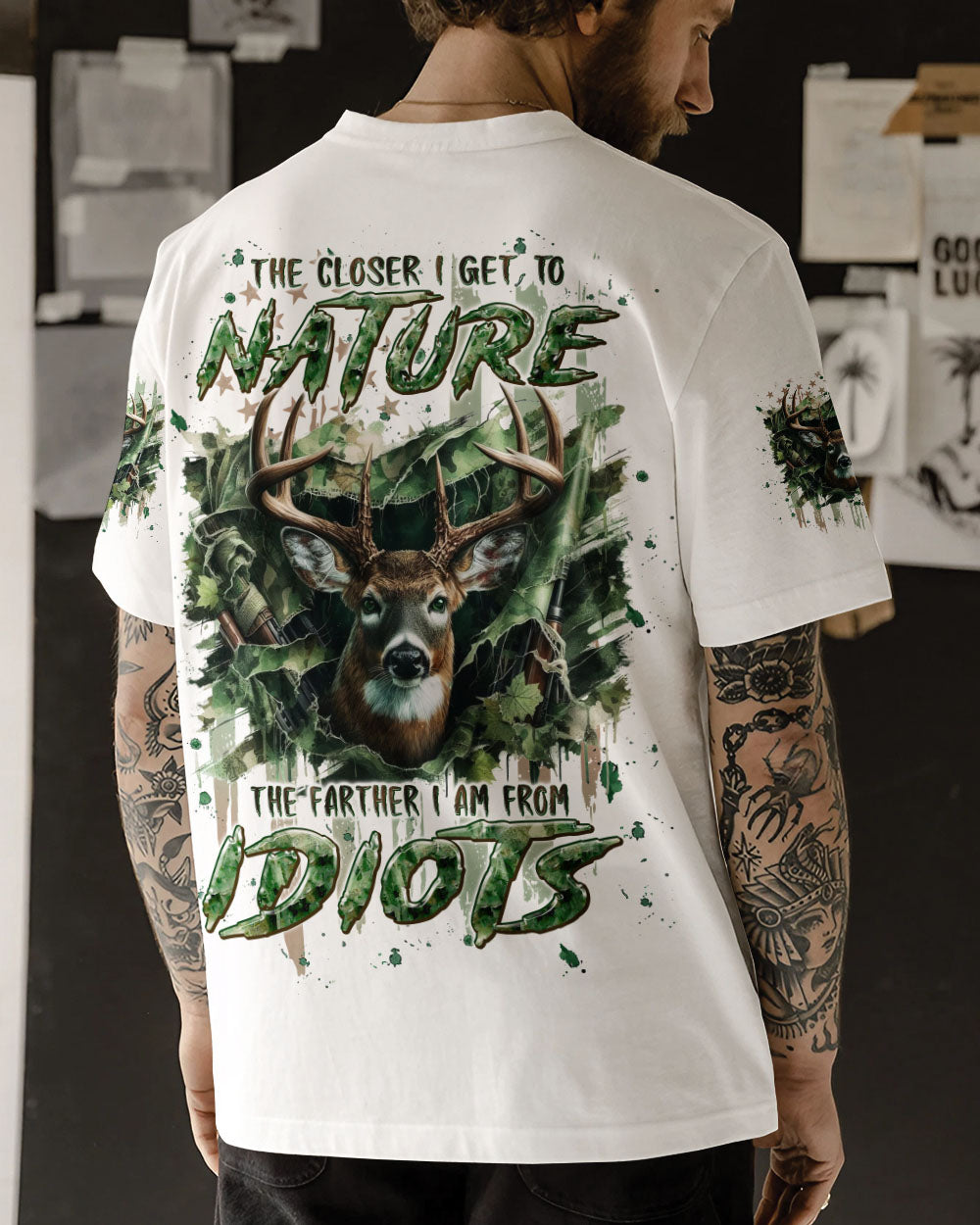 THE CLOSER I GET TO NATURE DEER HUNTING ALL OVER PRINT - TLPQ0509243