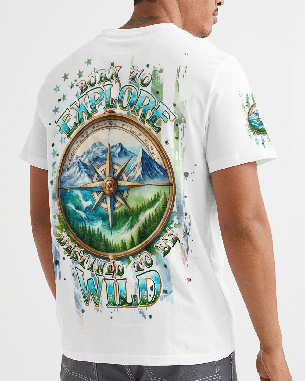 BORN TO EXPLORE DESTINED TO BE WILD COMPASS ALL OVER PRINT - TLPQ1609241