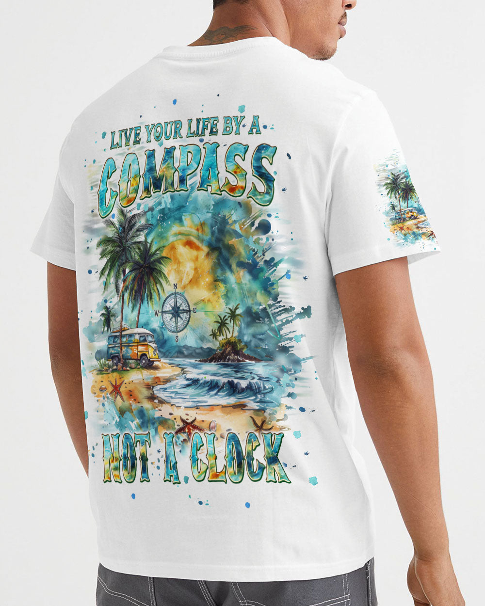 LIVE YOUR LIFE BY A COMPASS NOT A CLOCK BEACH ALL OVER PRINT - TLPQ1908242