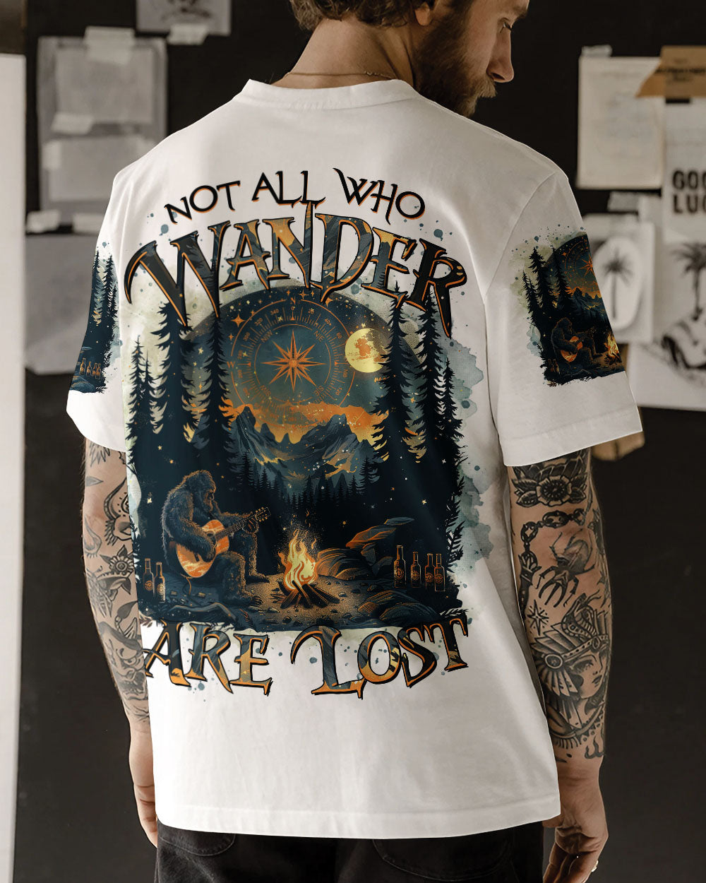 NOT ALL WHO WANDER ARE LOST BIGFOOT COMPASS ALL OVER PRINT  - TLTR0212242