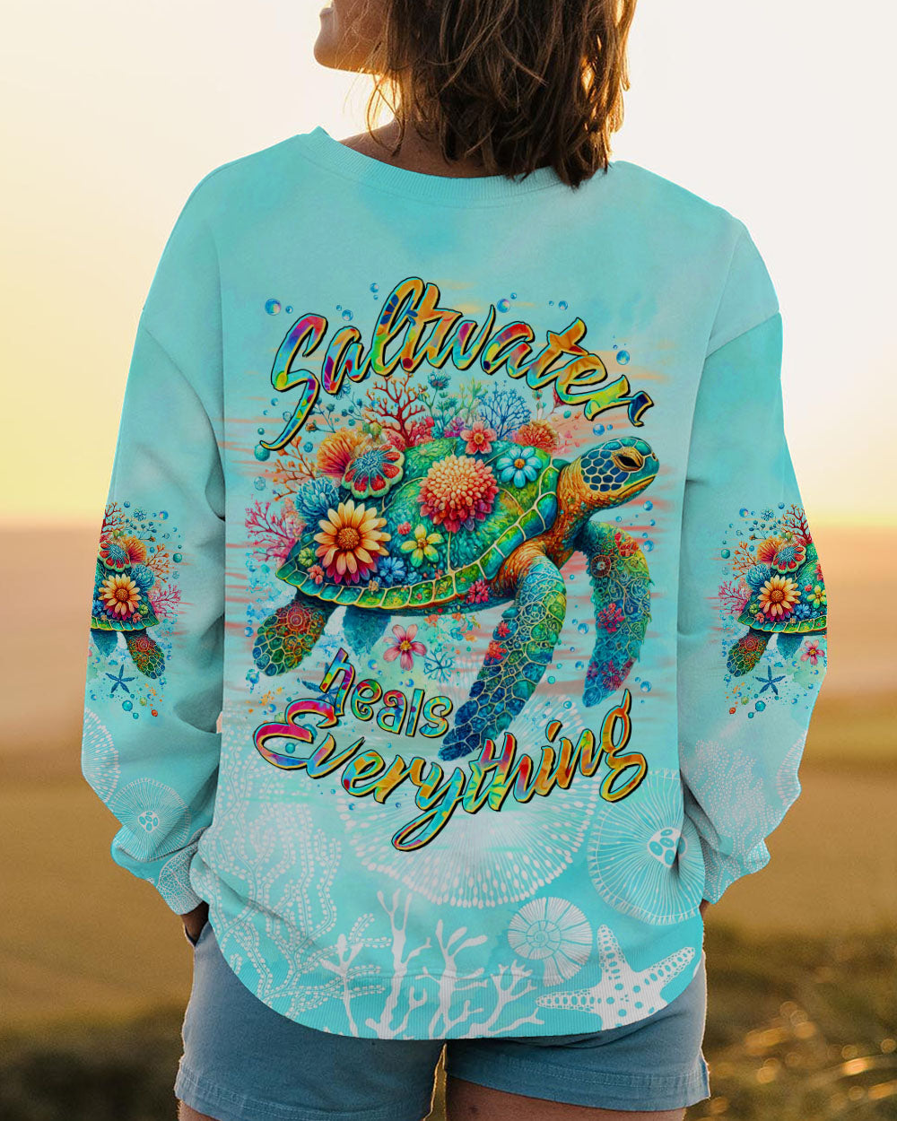 SALTWATER HEALS EVERYTHING TURTLE ALL OVER PRINT - TLTR1601251