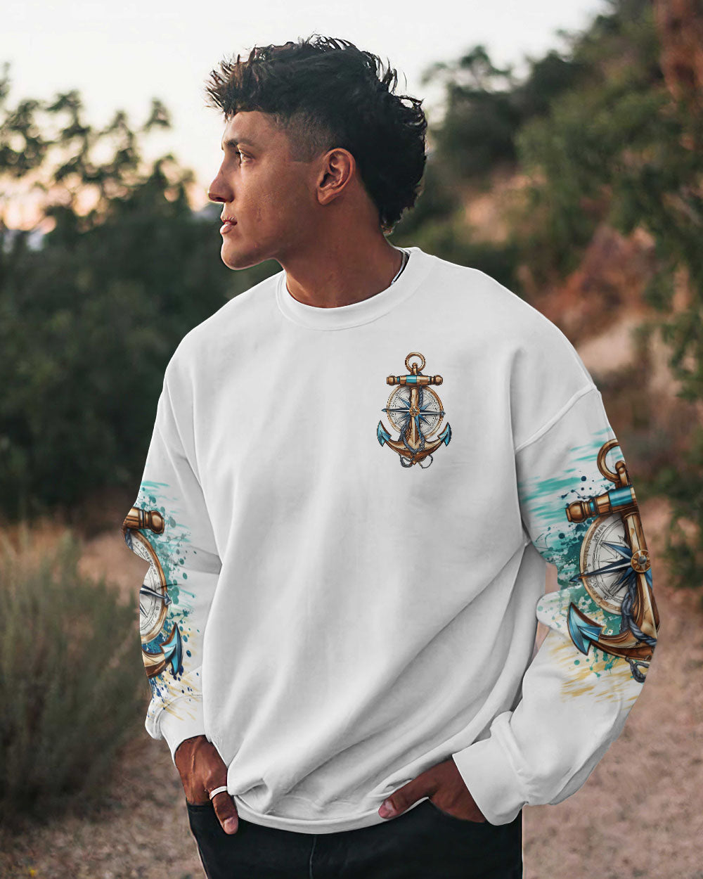 NOT ALL WHO WANDER ARE LOST ANCHOR COMPASS ALL OVER PRINT - TLTR1707243