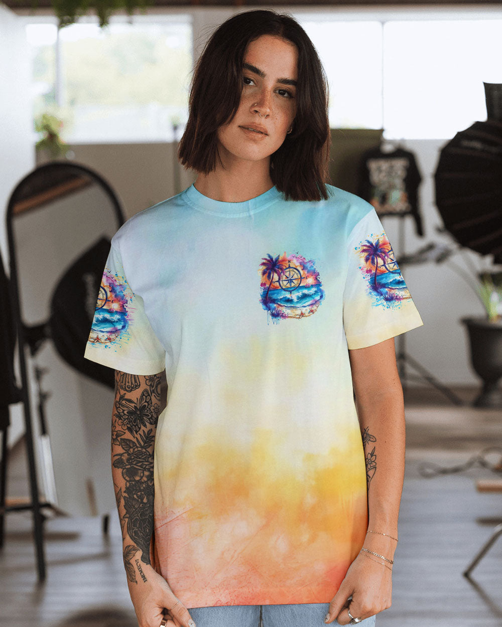 SMELL THE SEA FEEL THE BREEZE COMPASS ALL OVER PRINT - TLTR2907242