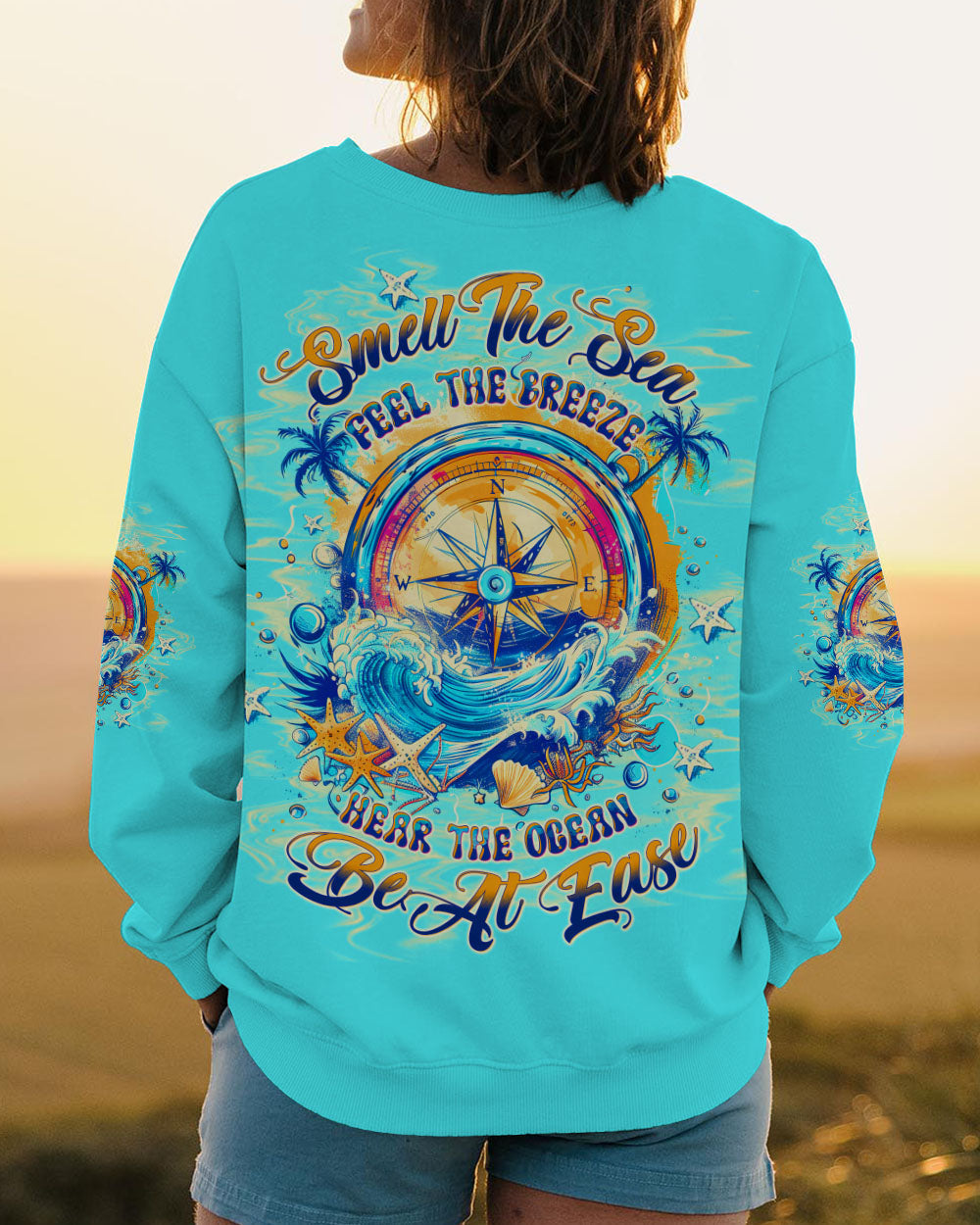 SMELL THE SEA FEEL THE BREEZE COMPASS ALL OVER PRINT - TLTW0204254