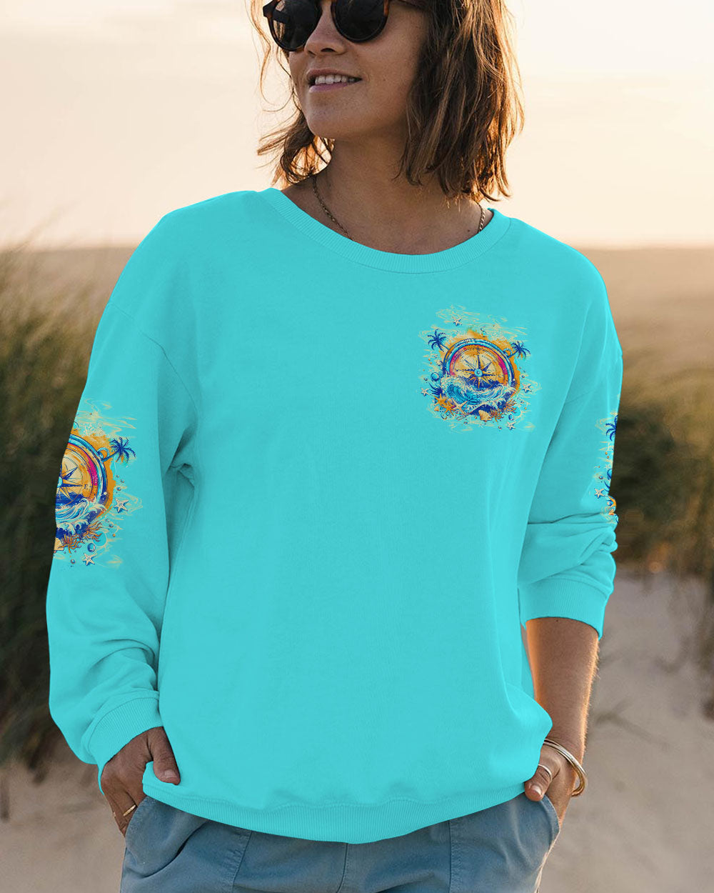 SMELL THE SEA FEEL THE BREEZE COMPASS ALL OVER PRINT - TLTR0204251