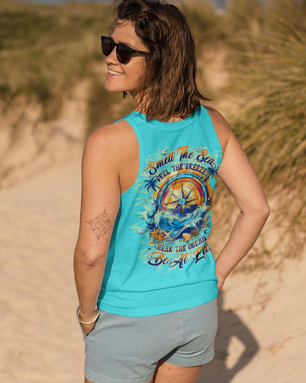 SMELL THE SEA FEEL THE BREEZE COMPASS ALL OVER PRINT - TLTW0204254