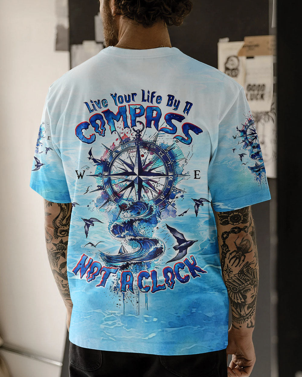 LIVE YOUR LIFE BY A COMPASS WAVES ALL OVER PRINT  - TLTW0503253