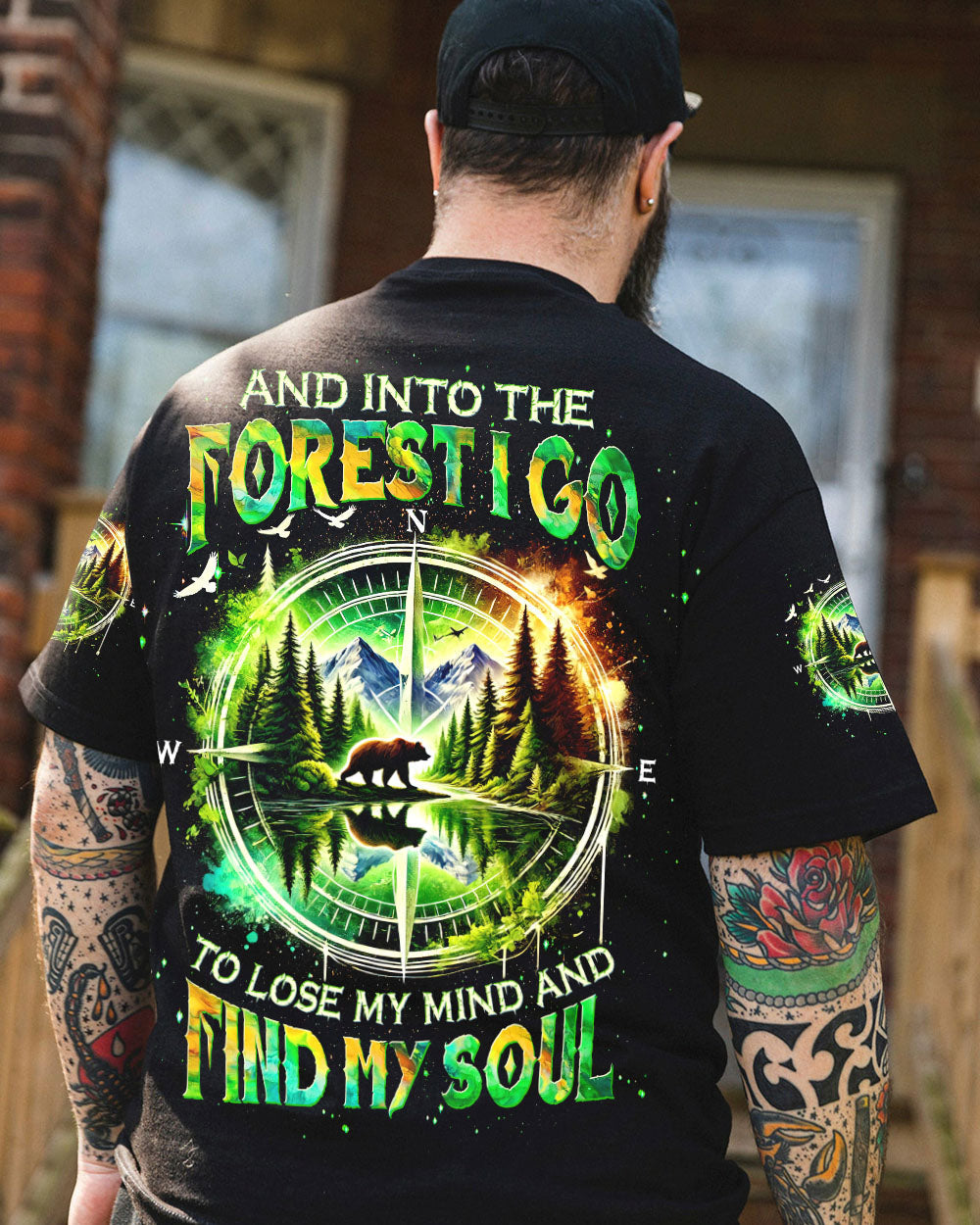 AND INTO THE FOREST I GO BEAR COMPASS ALL OVER PRINT - TLTW1401253
