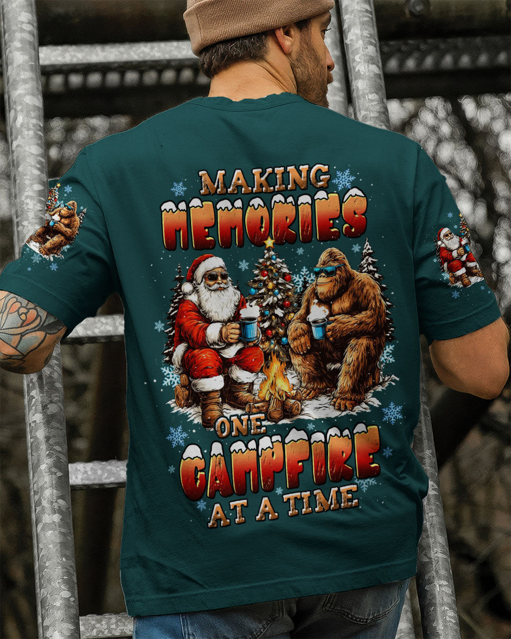 MAKING MEMORIES ONE CAMPFIRE AT A TIME BIGFOOT CHRISTMAS ALL OVER PRINT - TLTW1711251