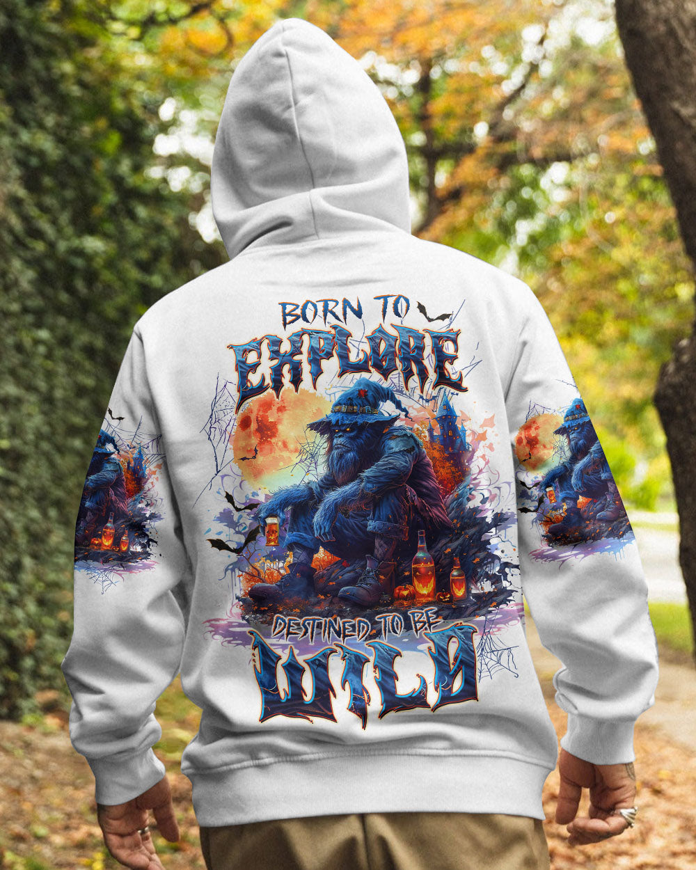 BORN TO EXPLORE DESTINED TO BE WILD BIGFOOT HALLOWEEN ALL OVER PRINT - TLTW1909244