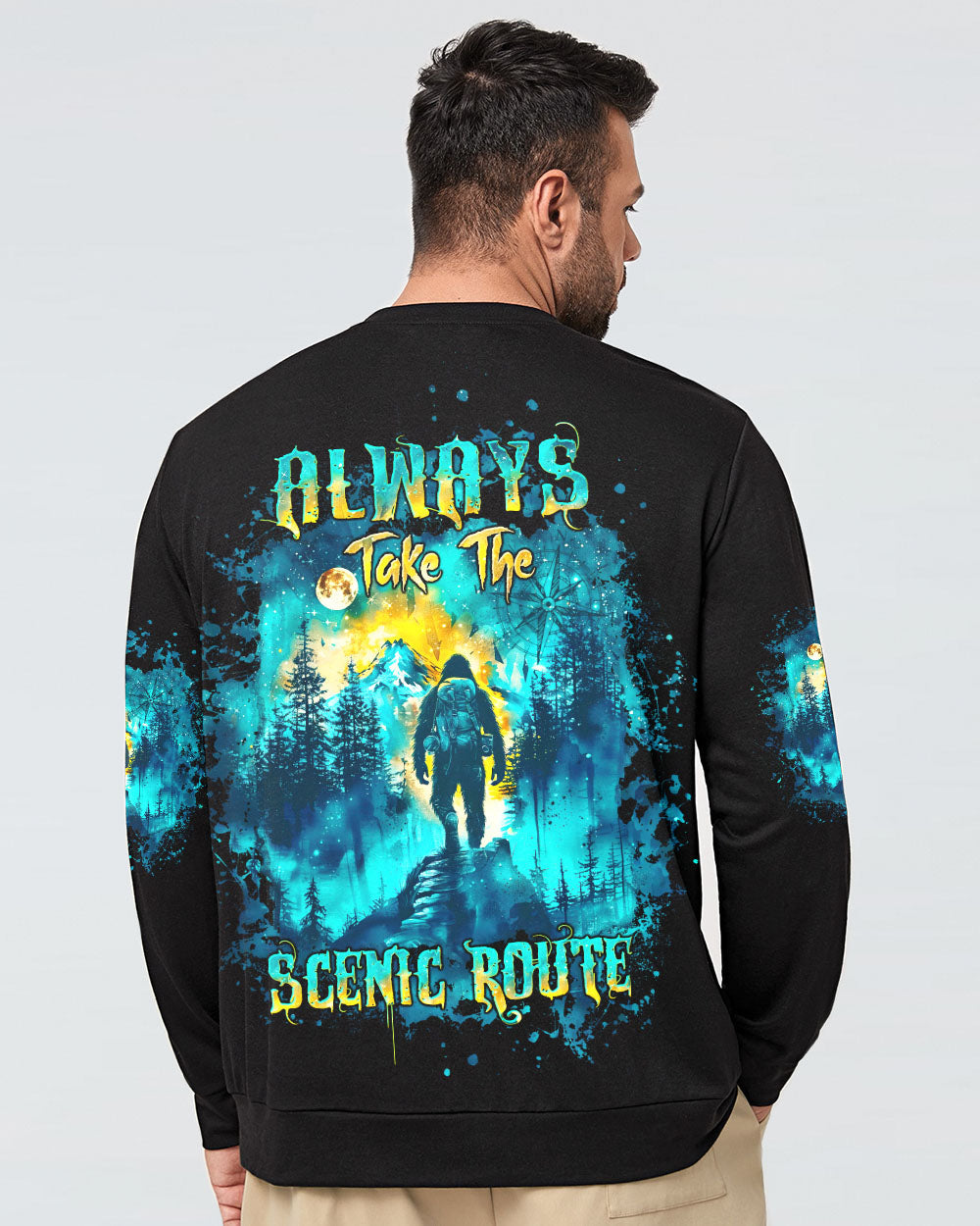 ALWAYS TAKE THE SCENIC ROUTE COMPASS BIGFOOT ALL OVER PRINT - TLTW2409244