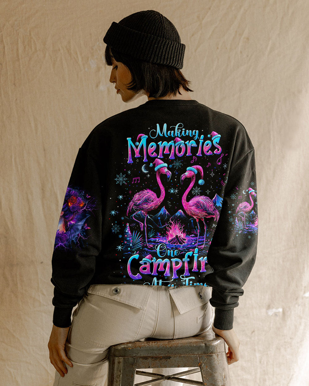 MAKING MEMORIES ONE CAMPFIRE AT A TIME FLAMINGO CHRISTMAS  ALL OVER PRINT - TLTW3110245