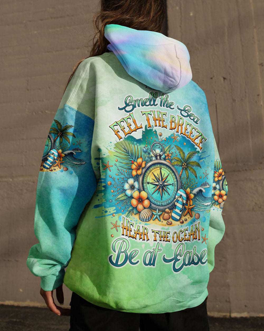 SMELL THE SEA FEEL THE BREEZE COMPASS ALL OVER PRINT - TYHI2607244