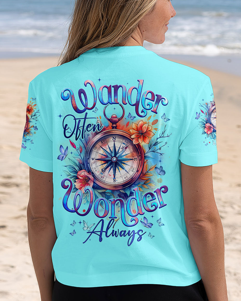 WANDER OFTEN WONDER ALWAYS COMPASS ALL OVER PRINT - TYQY1203253