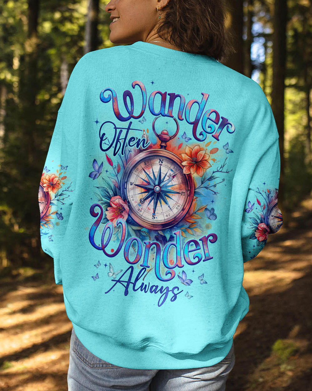WANDER OFTEN WONDER ALWAYS COMPASS ALL OVER PRINT - TYQY1203253