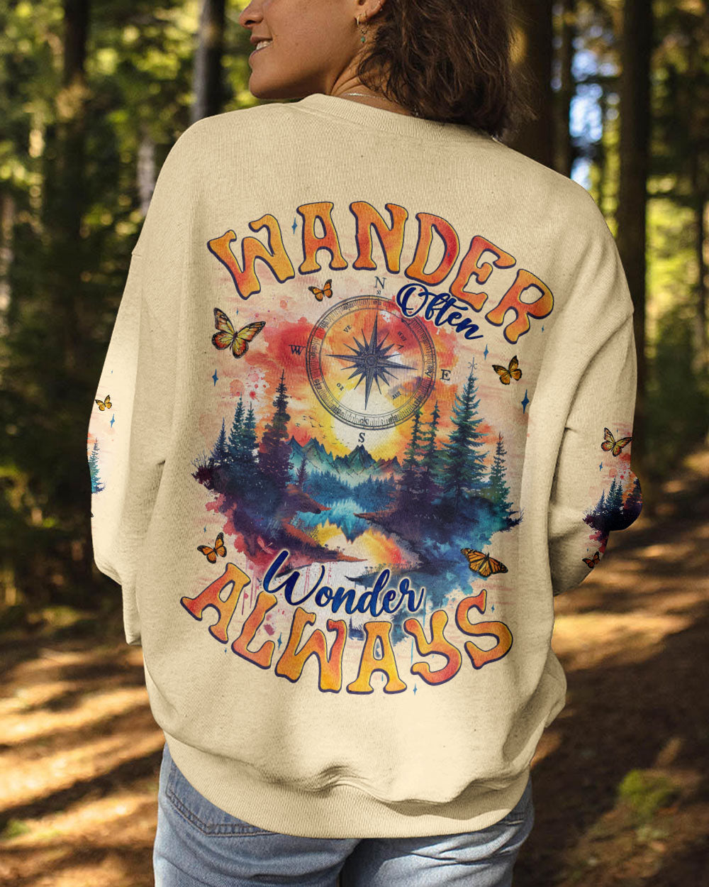 WANDER OFTEN WONDER ALWAYS COMPASS ALL OVER PRINT - TYQY2709243