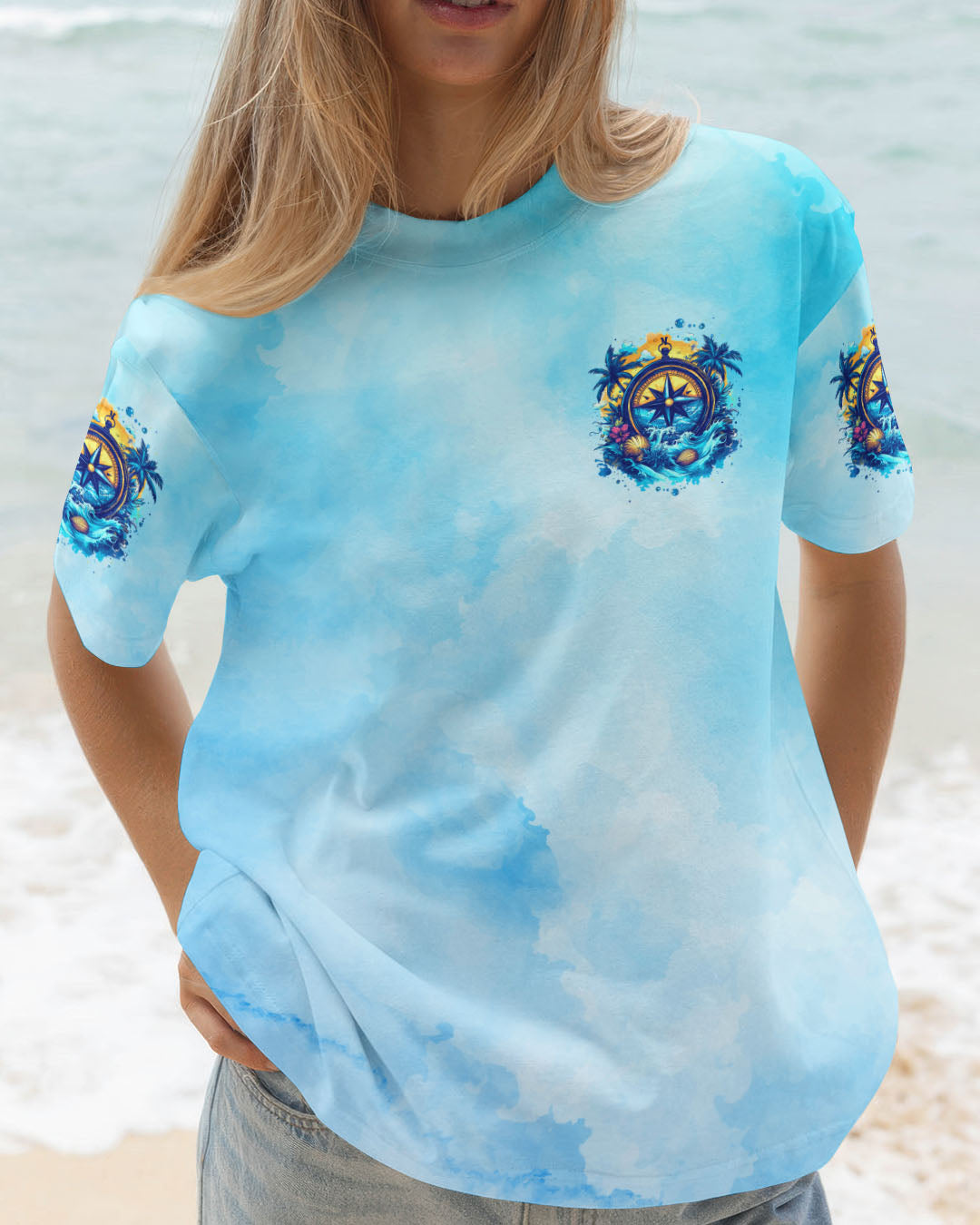 SMELL THE SEA FEEL THE BREEZE COMPASS ALL OVER PRINT - TYTD0904251