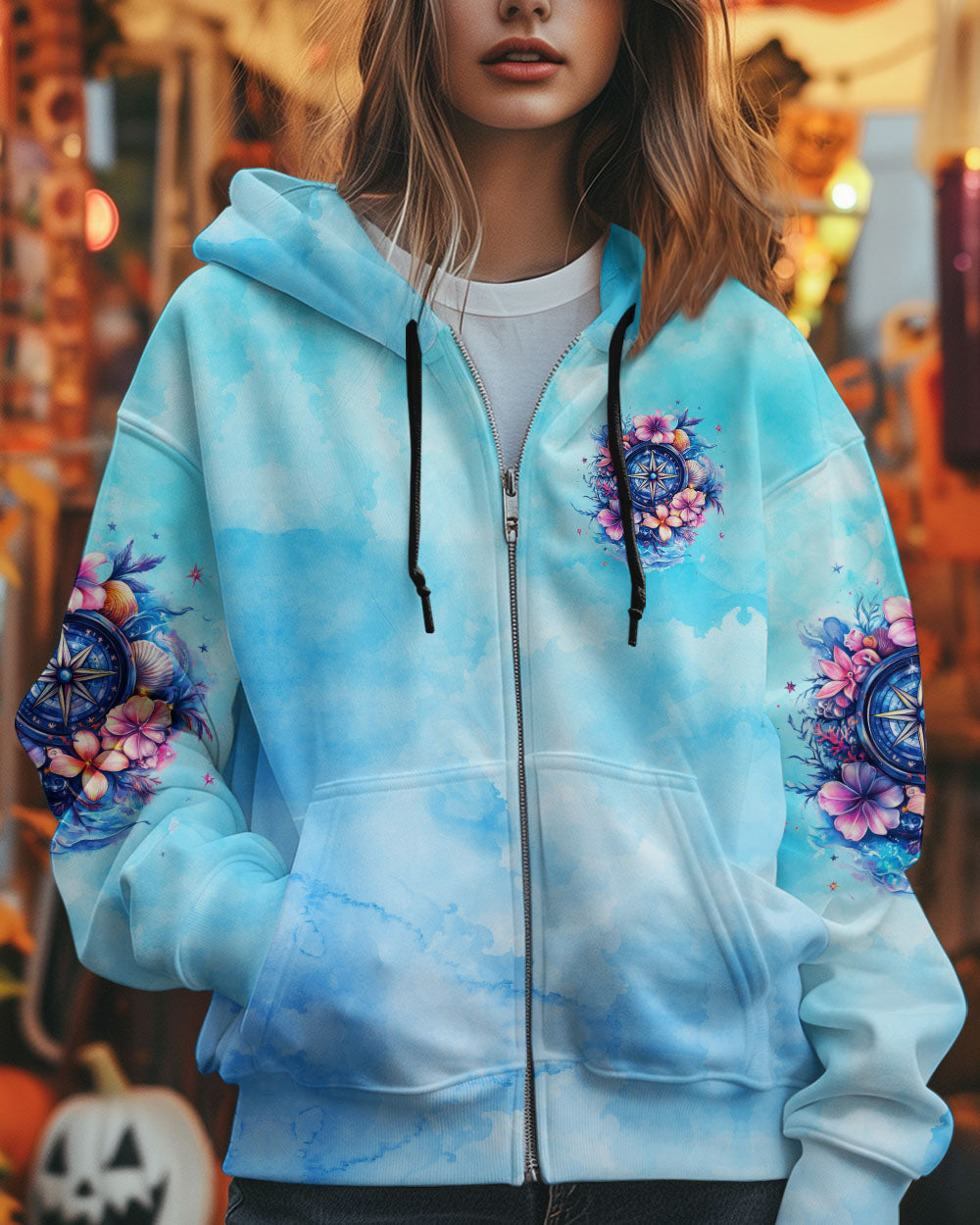 SMELL THE SEA FEEL THE BREEZE COMPASS ALL OVER PRINT - TYTD1002253