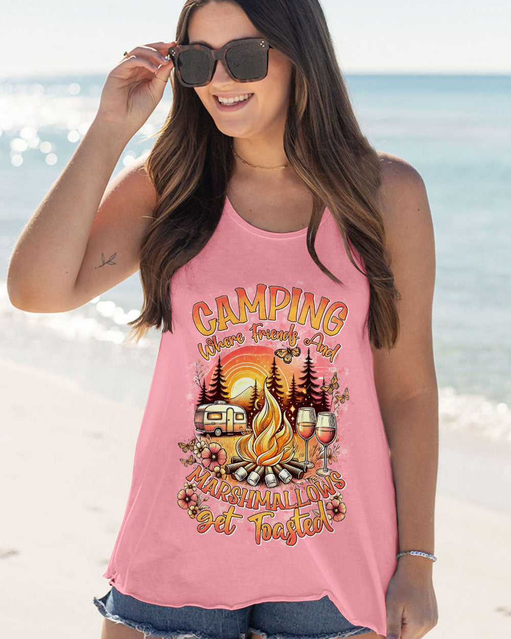 CAMPING WHERE FRIENDS AND MARSHMALLOWS GET TOASTED ALL OVER PRINT - TYTD2406241