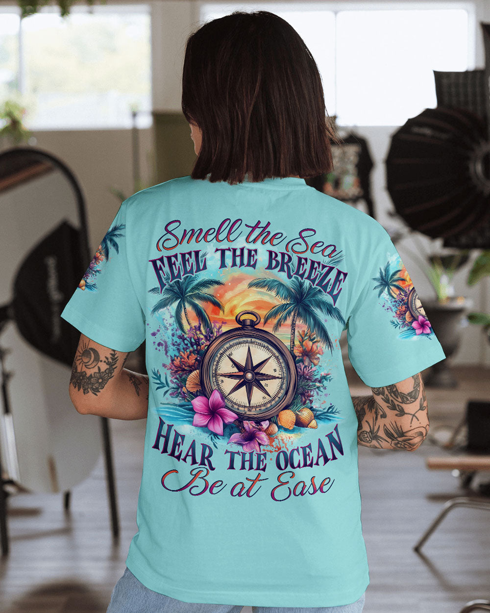 SMELL THE SEA FEEL THE BREEZE COMPASS ALL OVER PRINT - TYTD2412242