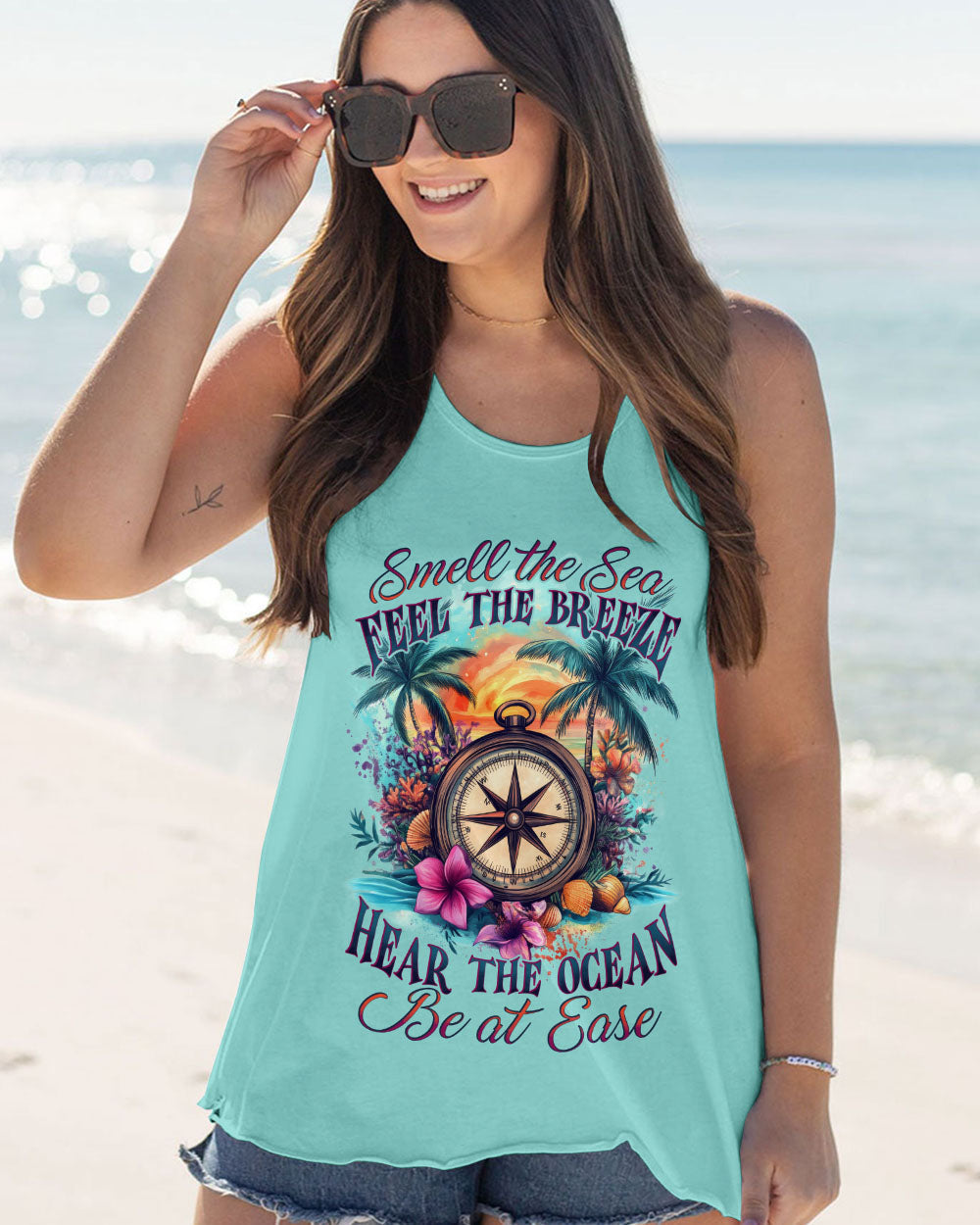 SMELL THE SEA FEEL THE BREEZE COMPASS ALL OVER PRINT - TYTD2412242
