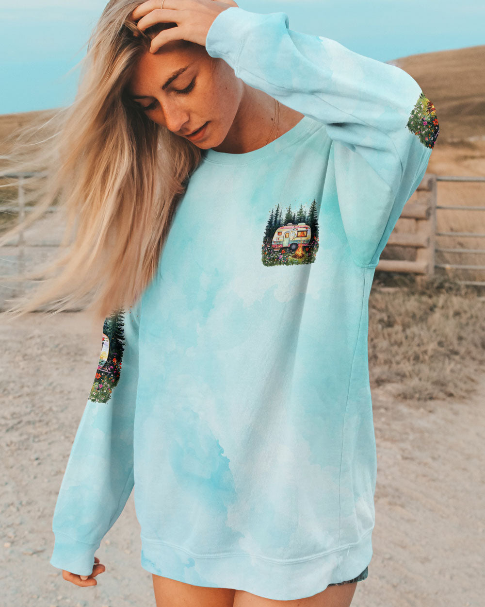 JUST A GIRL WHO LOVES CAMPING ALL OVER PRINT - TYTD2708241