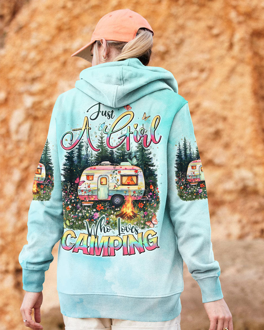 JUST A GIRL WHO LOVES CAMPING ALL OVER PRINT - TYTD2708241
