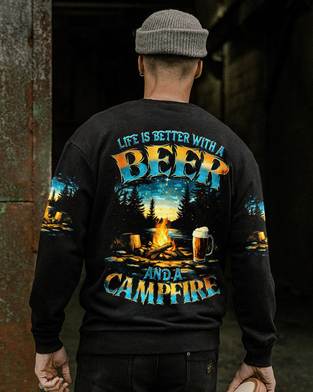 LIFE IS BETTER WITH A BEER AND A CAMPFIRE ALL OVER PRINT - TYTM0406253