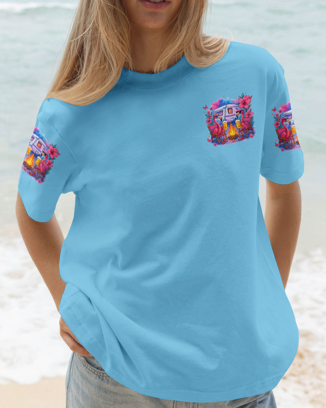 NEVER TAKE CAMPING ADVICE FROM ME FLAMINGO ALL OVER PRINT - TYTM2805253