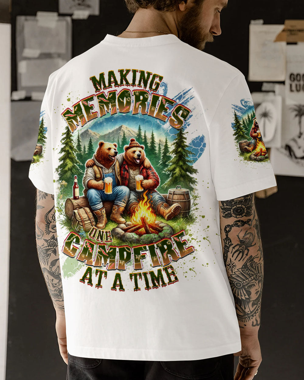 MAKING MEMORIES ONE CAMPFIRE AT A TIME BEAR ALL OVER PRINT - YHDU1301254