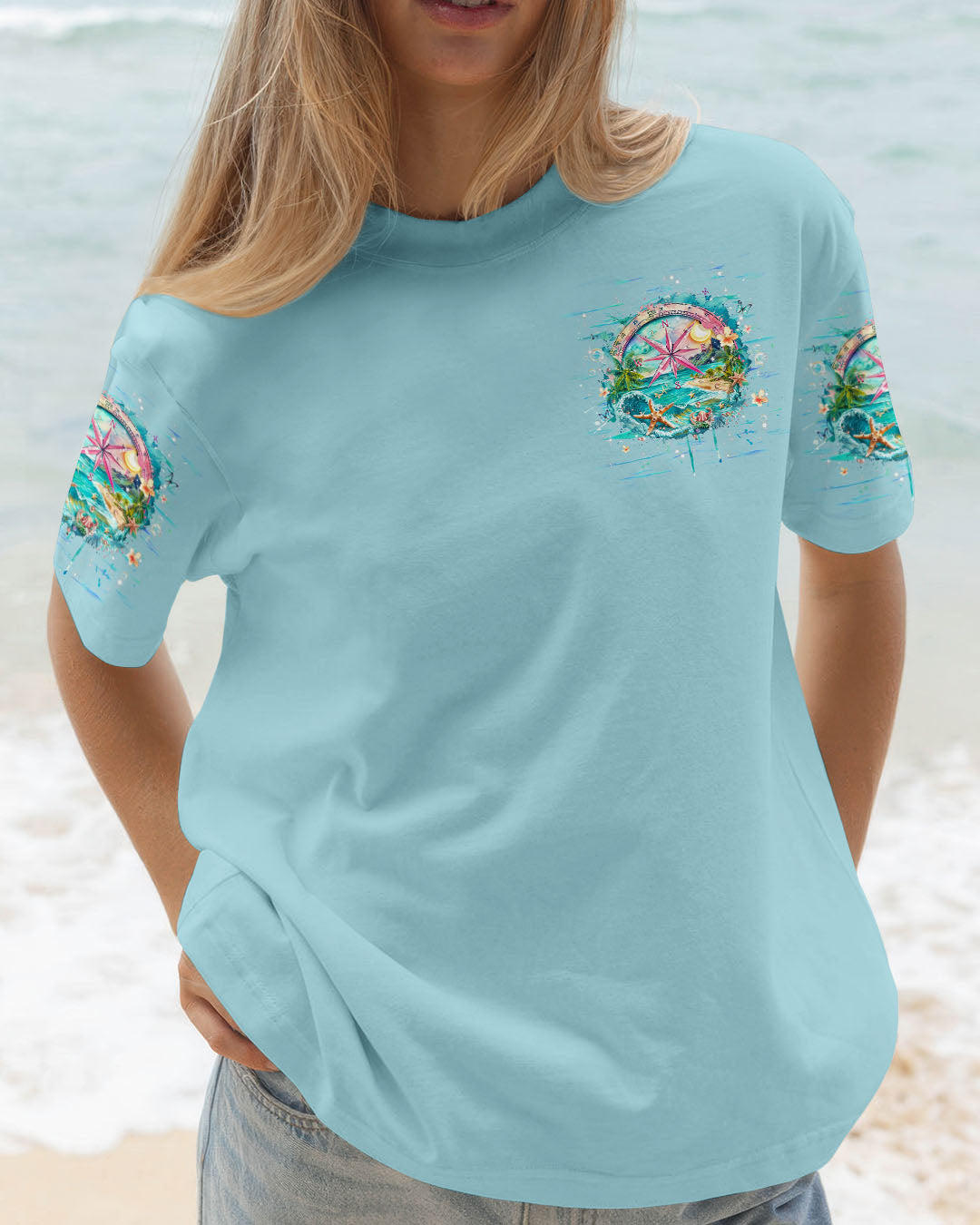 SMELL THE SEA FEEL THE BREEZE COMPASS ALL OVER PRINT - YHHG0904253