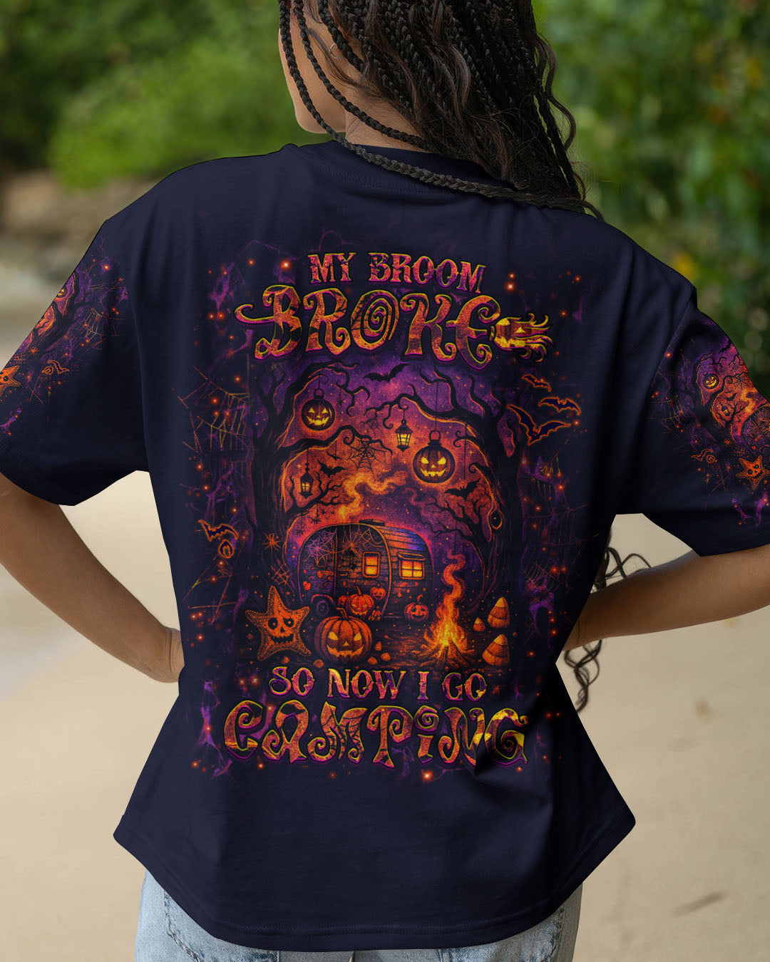 MY BROOM BROKE SO NOW HALLOWEEN CAMPING ALL OVER PRINT - YHHG1707252