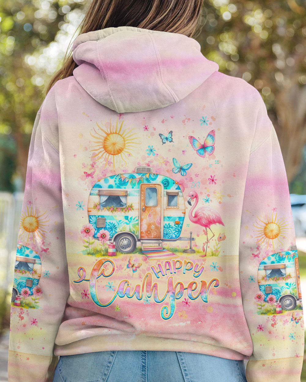 HAPPY CAMPER FLAMINGO ALL OVER PRINT - YHHG2305241