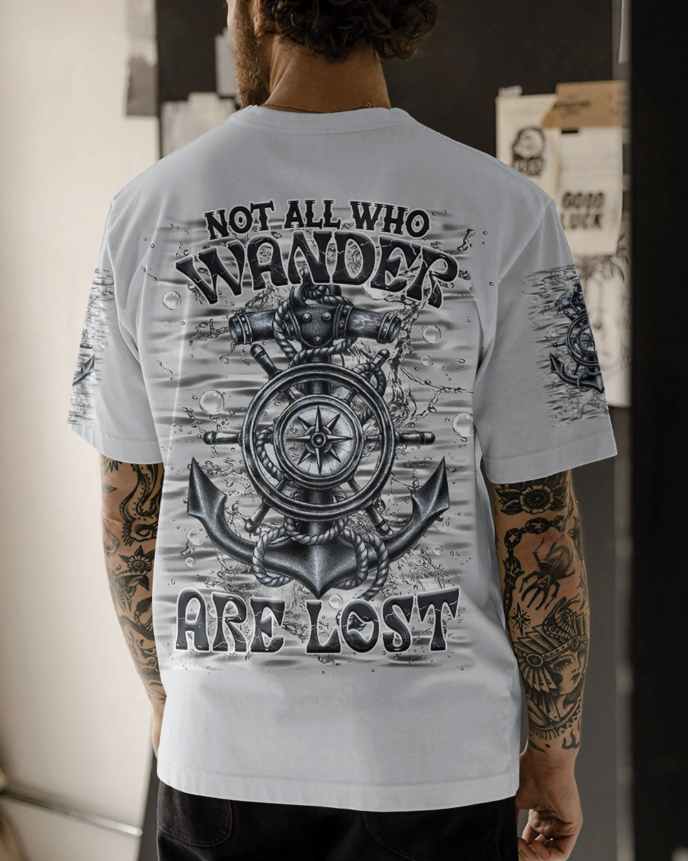 NOT ALL WHO WANDER ARE LOST ANCHOR COMPASS ALL OVER PRINT - YHHN1003254