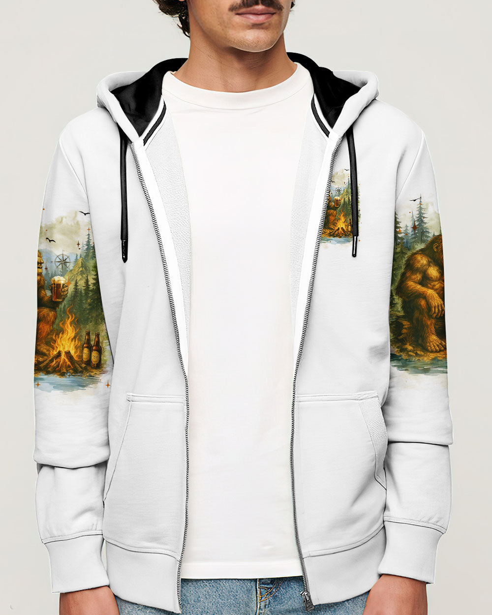 LIFE IS BETTER WITH A BEER AND A CAMPFIRE BIGFOOT ALL OVER PRINT - YHHN1009252