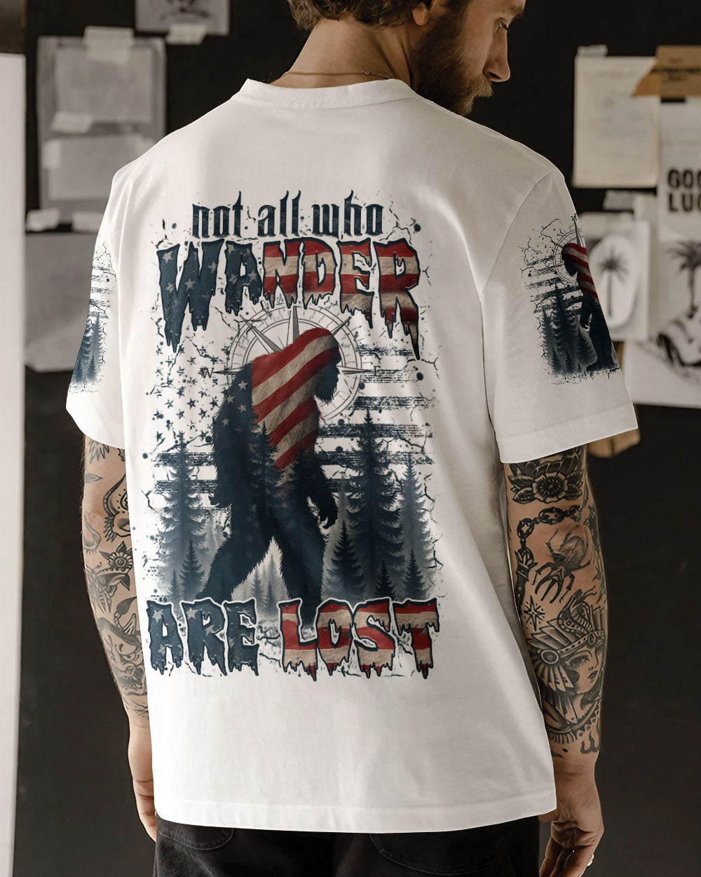 NOT ALL WHO WANDER ARE LOST BIGFOOT ALL OVER PRINT - YHHN1906253