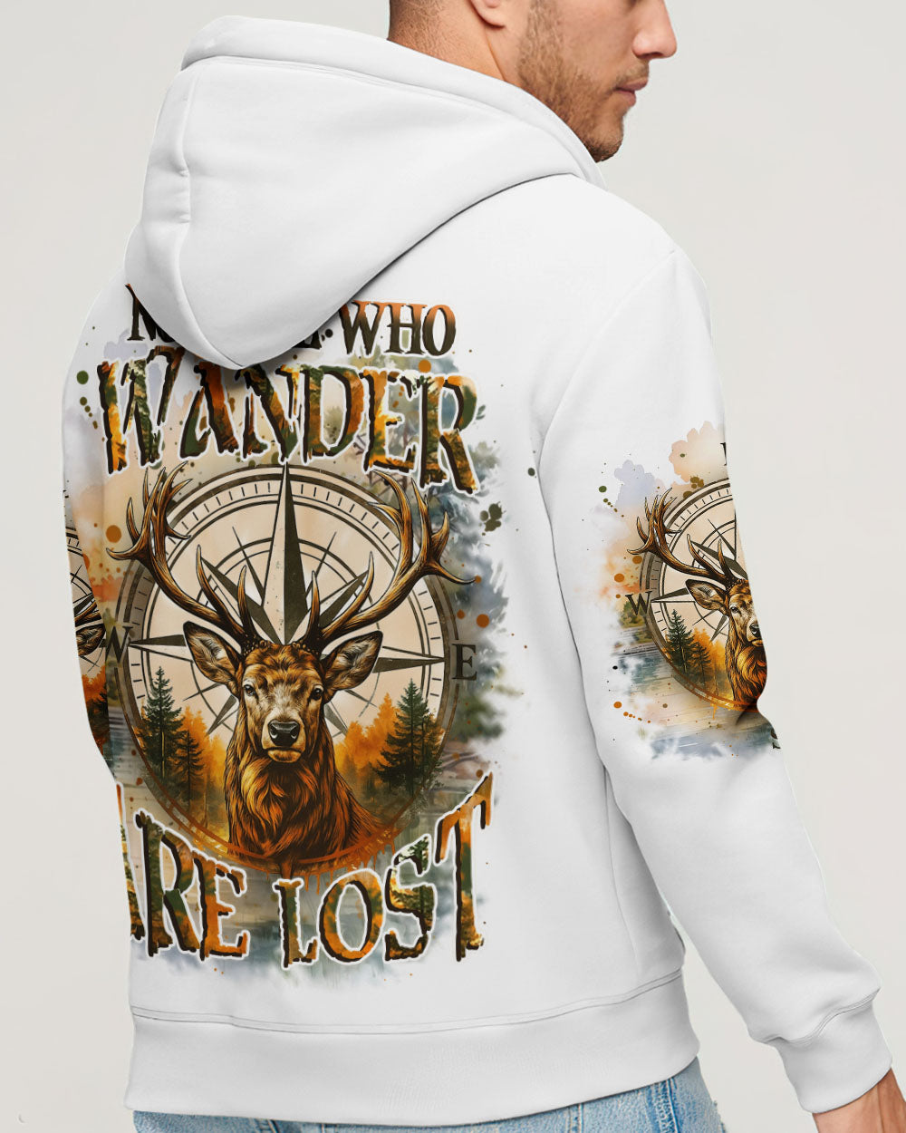 NOT ALL WHO WANDER ARE LOST DEER COMPASS ALL OVER PRINT - YHHN2107253