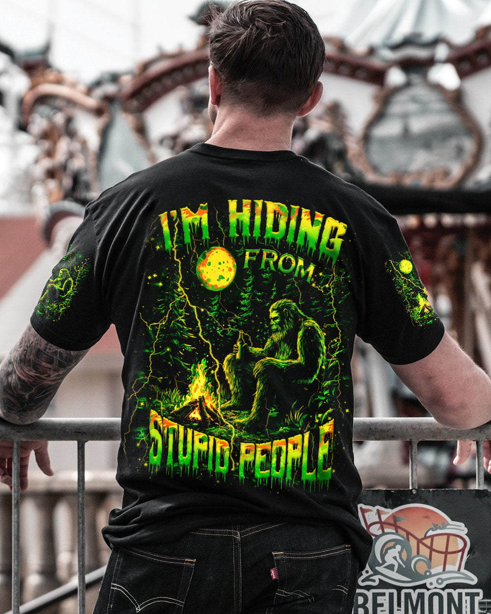 I'M HIDING FROM STUPID PEOPLE BIGFOOT ALL OVER PRINT - YHHN2210253
