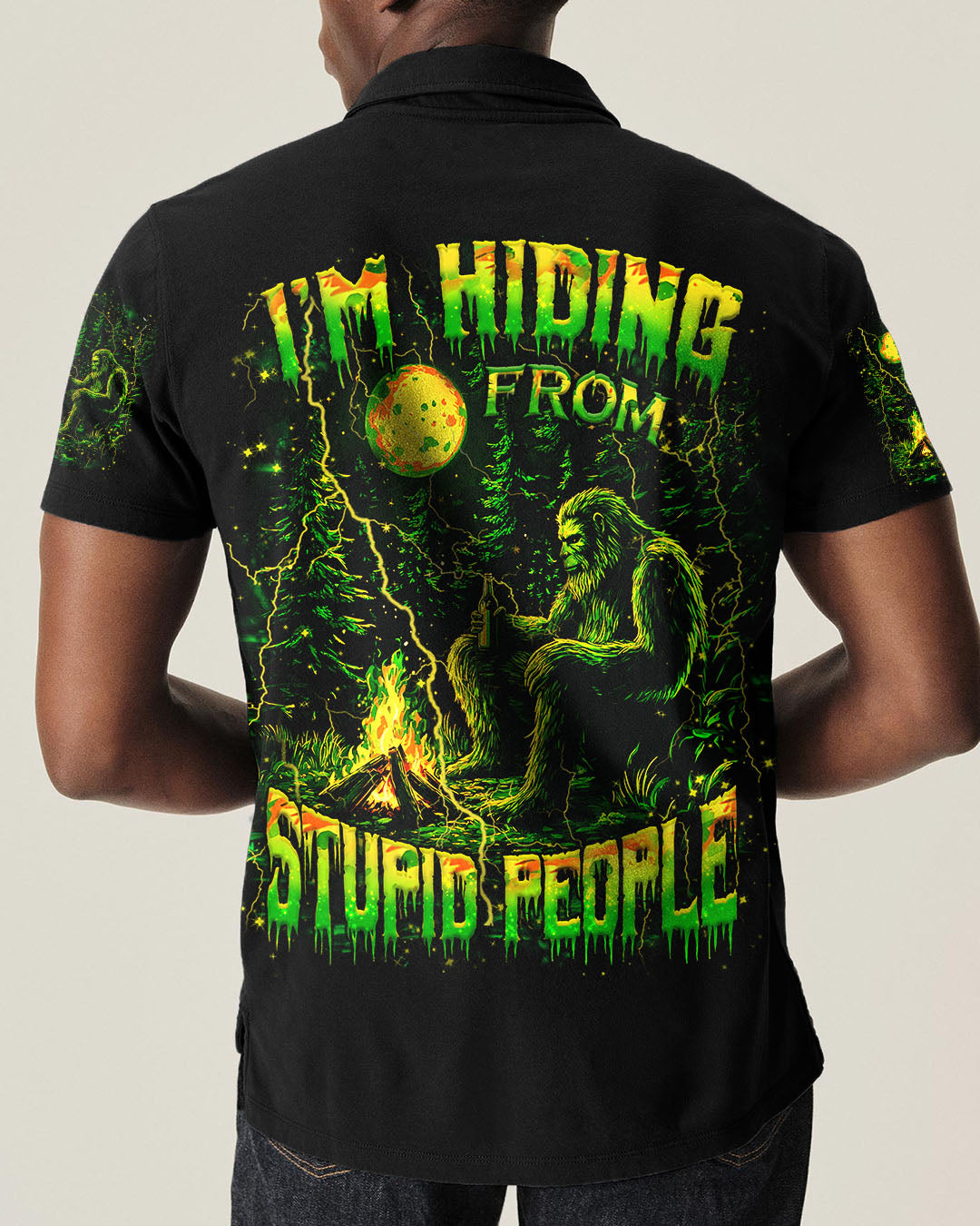 I'M HIDING FROM STUPID PEOPLE BIGFOOT ALL OVER PRINT - YHHN2210253
