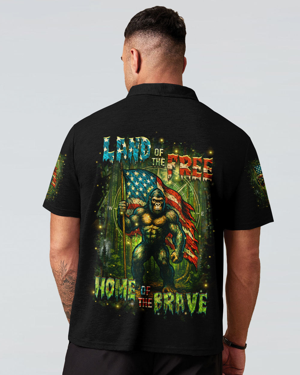 HOME OF THE BRAVE LAND OF THE FREE BIGFOOT ALL OVER PRINT - YHHN2605254