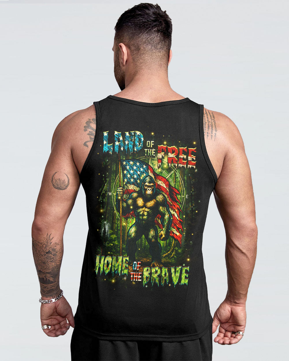 HOME OF THE BRAVE LAND OF THE FREE BIGFOOT ALL OVER PRINT - YHHN2605254