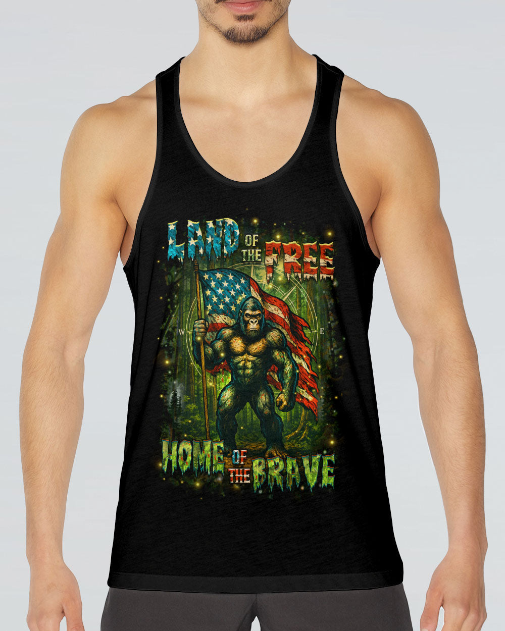 HOME OF THE BRAVE LAND OF THE FREE BIGFOOT ALL OVER PRINT - YHHN2605254
