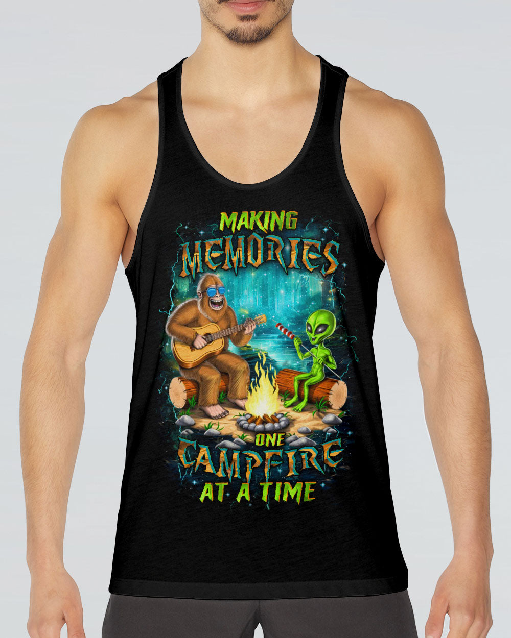 MAKING MEMORIES ONE CAMPFIRE AT A TIME BIGFOOT ALIEN ALL OVER PRINT - YHHN2608252